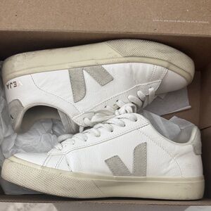 Veja White and Cream Sneakers